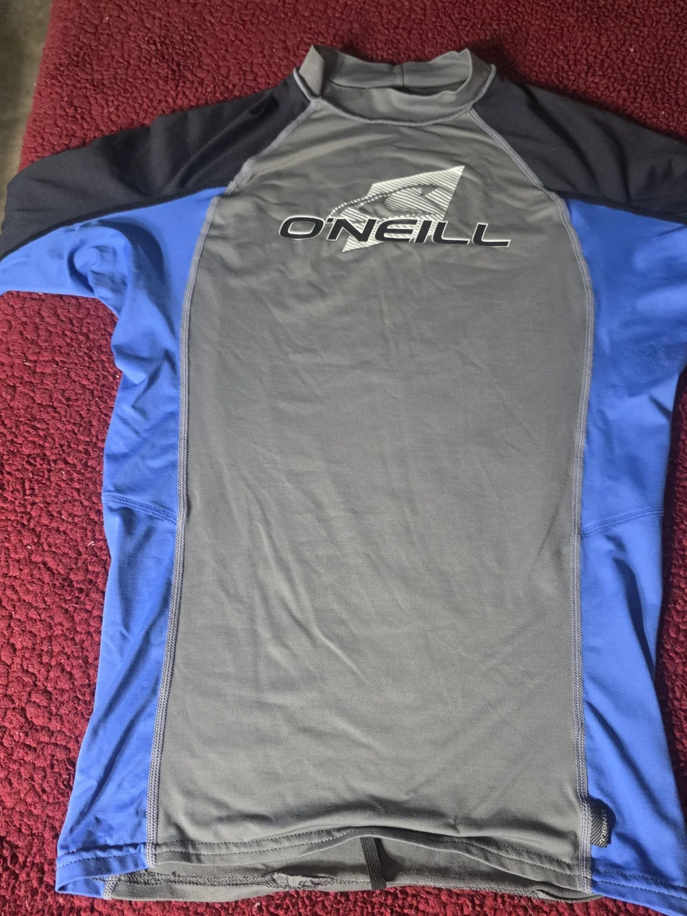 O'Neill Men's Gray and Blue Rash Guard Swim Shirt, XL
